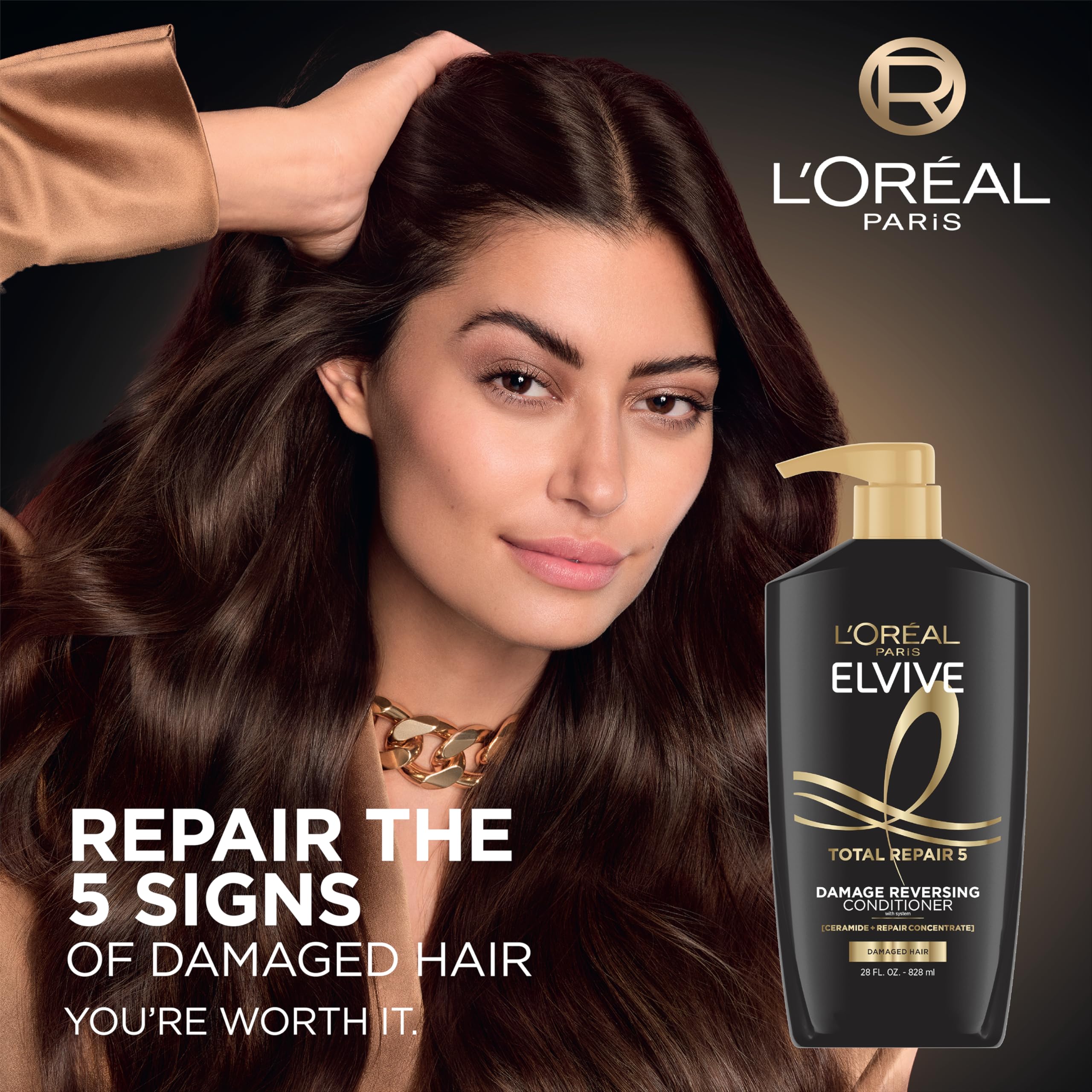 L'Oreal Paris Elvive Total Repair 5 Repairing Conditioner for Damaged Hair Conditioner with Protein and Ceramide for Strong Silky Shiny Healthy Renewed Hair 28 Fl Oz(Packaging May Vary)