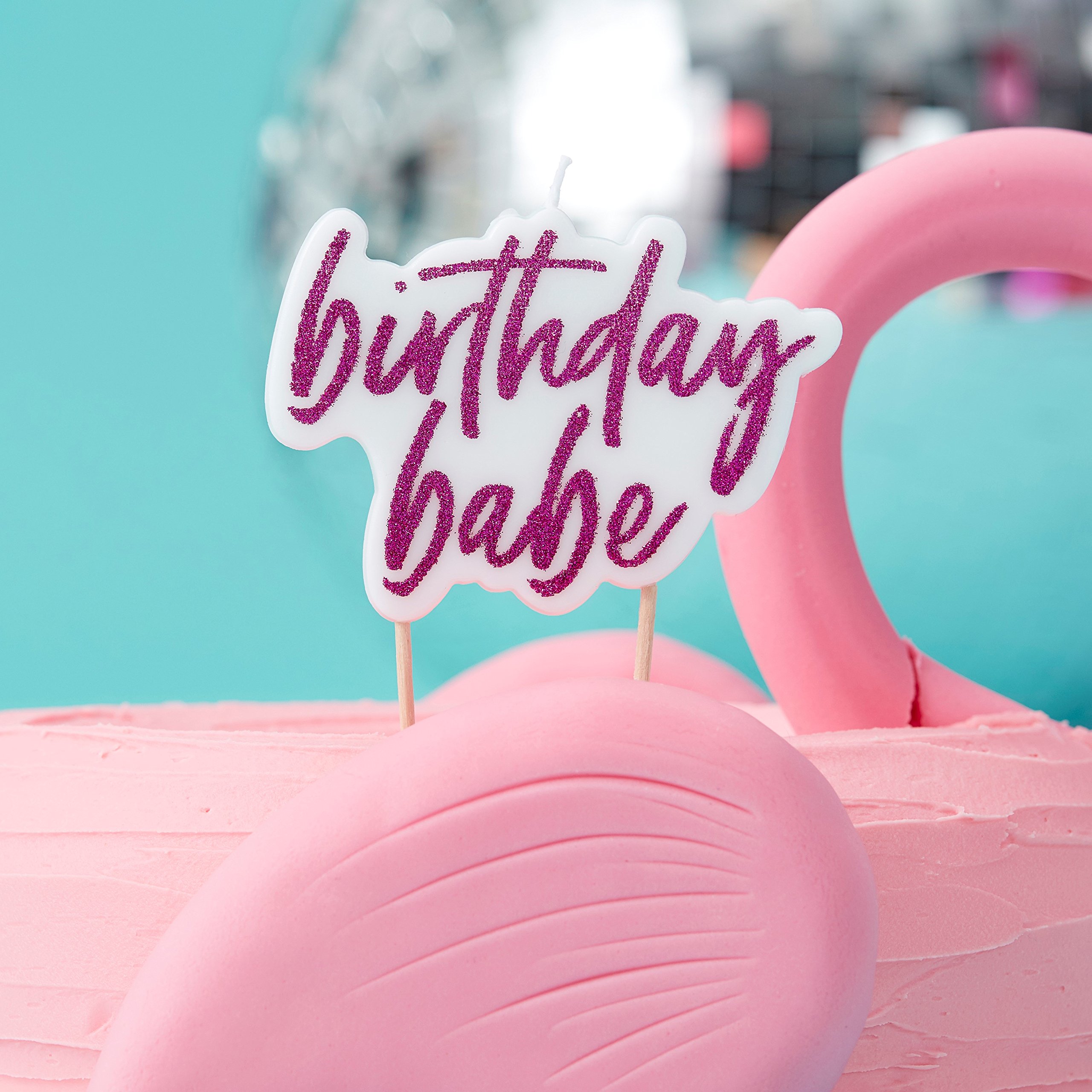 Ginger Ray Pink Glitter Birthday Babe Birthday Cake Candle - 1 Pack - Good Vibes