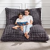 Hobestluk 3 in 1 Bean Bag Chair Giant Bean Bag Chairs for Adults with Bubble Cover Convertible Bean Bag Floor Cushion with Machine Washable Cover for Living Room (Bubble Dark Grey)