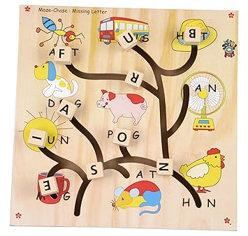 Skillofun Wooden Maze Chase - Missing Letter, Multi Color