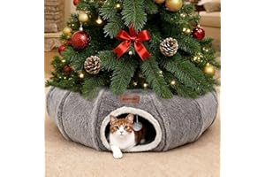 ZOMISIA ZOMISA Cat Tunnel Bed for Indoor Cats, Cute Cat Donut Toy Tunnel for Small Large Cats, Peekaboo Pet Cave Play Tunnel for Kitten/Rabbit,Grey