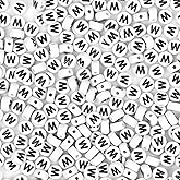 Auvoau 300Pcs Letter Beads W 4X7mm White Alphabet Beads Acrylic Round Shape Loose Beads for Name Bracelets Necklaces Key Chains DIY Jewelry Making (W)