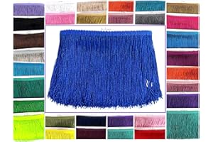 SEW TRENDS 10 Yards of 6" Long Chainette Fringe Thread Yarn Tassel Trim Braid Fringe for Crafts Sewing and Decor-Royal Blue