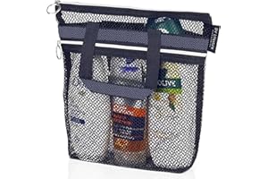 Mesh Shower Caddy Portable 10.2x9.9'' Shower Bag with Zipper & 2 Pockets. Shower Tote Ideal for Gym, Travel, Camp, Beach, for