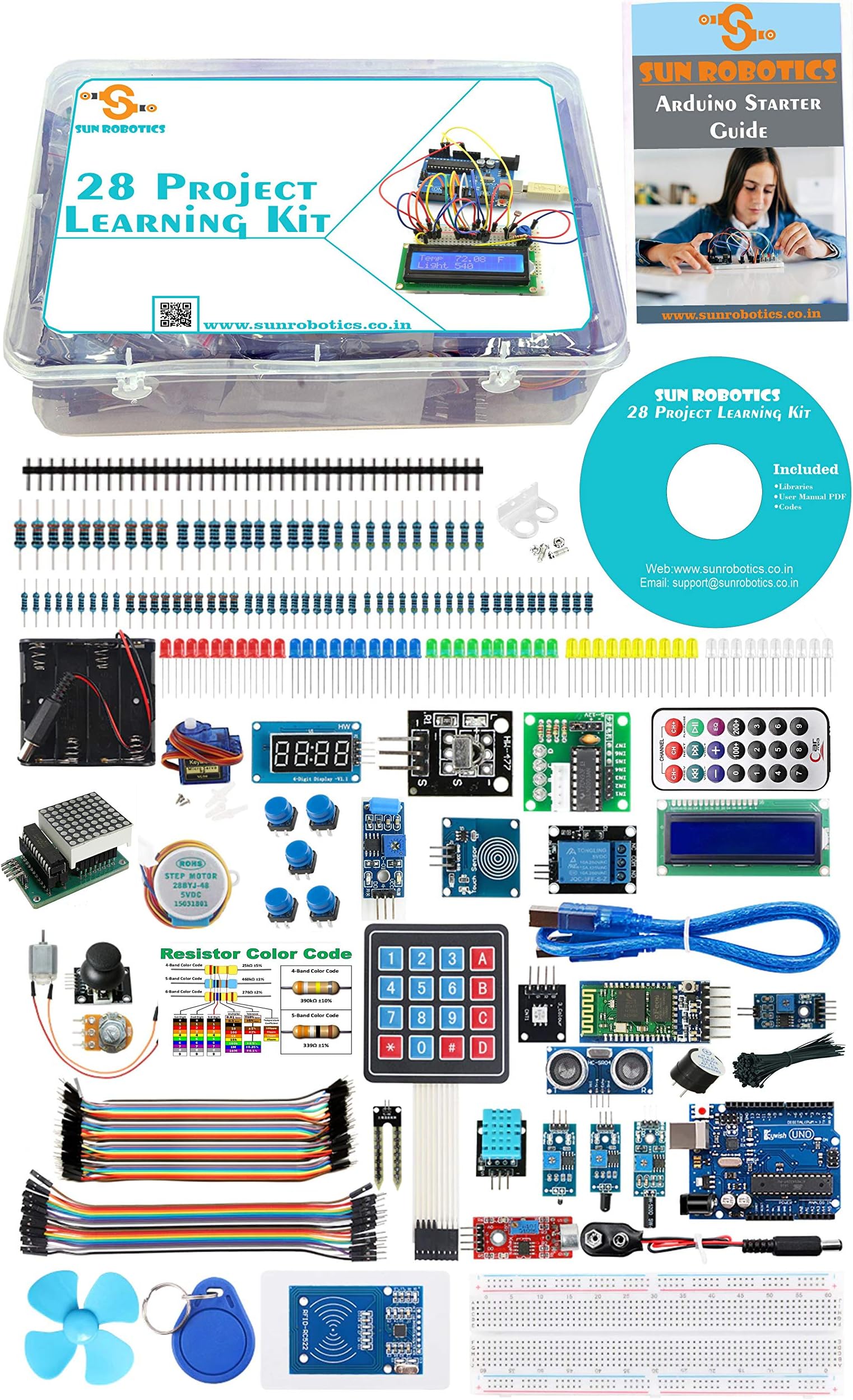 SunRobotics Arduino Uno 14 Days Challenge 28 Projects Learning Kit Including Tutorials