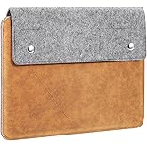 MoKo 9-11 Inch Felt Leather Tablet Sleeve Bag Carrying Case Fits New 11-inch iPad Air M2, New 11-inch iPad Pro M4 2024, iPad Air 5/4 10.9, iPad 9/8th Gen 10.2, iPad 10th Gen 10.9, Gray & Brown