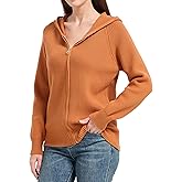 Tronjori Womens Zip up Hooded Cardigan Knitted Hoodies Raglan Sleeve Sweaters Jacket Outerwear Fall Winter(L,Orange)