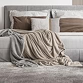 Mon Chateau 112" x 92" Haven Reversible Flannel Throw Blanket for Couch, Sofa, or King Size Bed, Luxury Over-Sized Ultra Soft Plush Melange Blanket for Sleeping or Home Decor, Champagne Weave