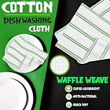 Towelogy 5 Pack Cotton Dish Cloths White Green Striped 35x40cm view 3