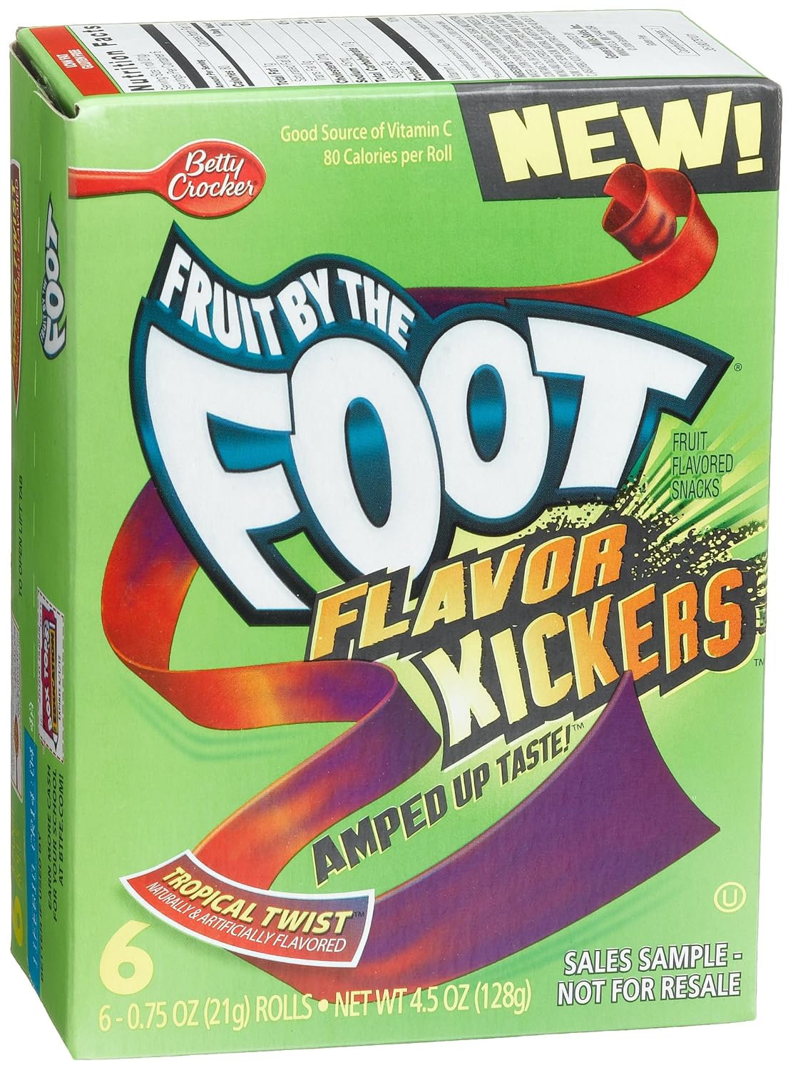 Fruit by the Foot Flavor Kickers, Tropical Twist, 6Count Rolls (Pack of 6) Gummy