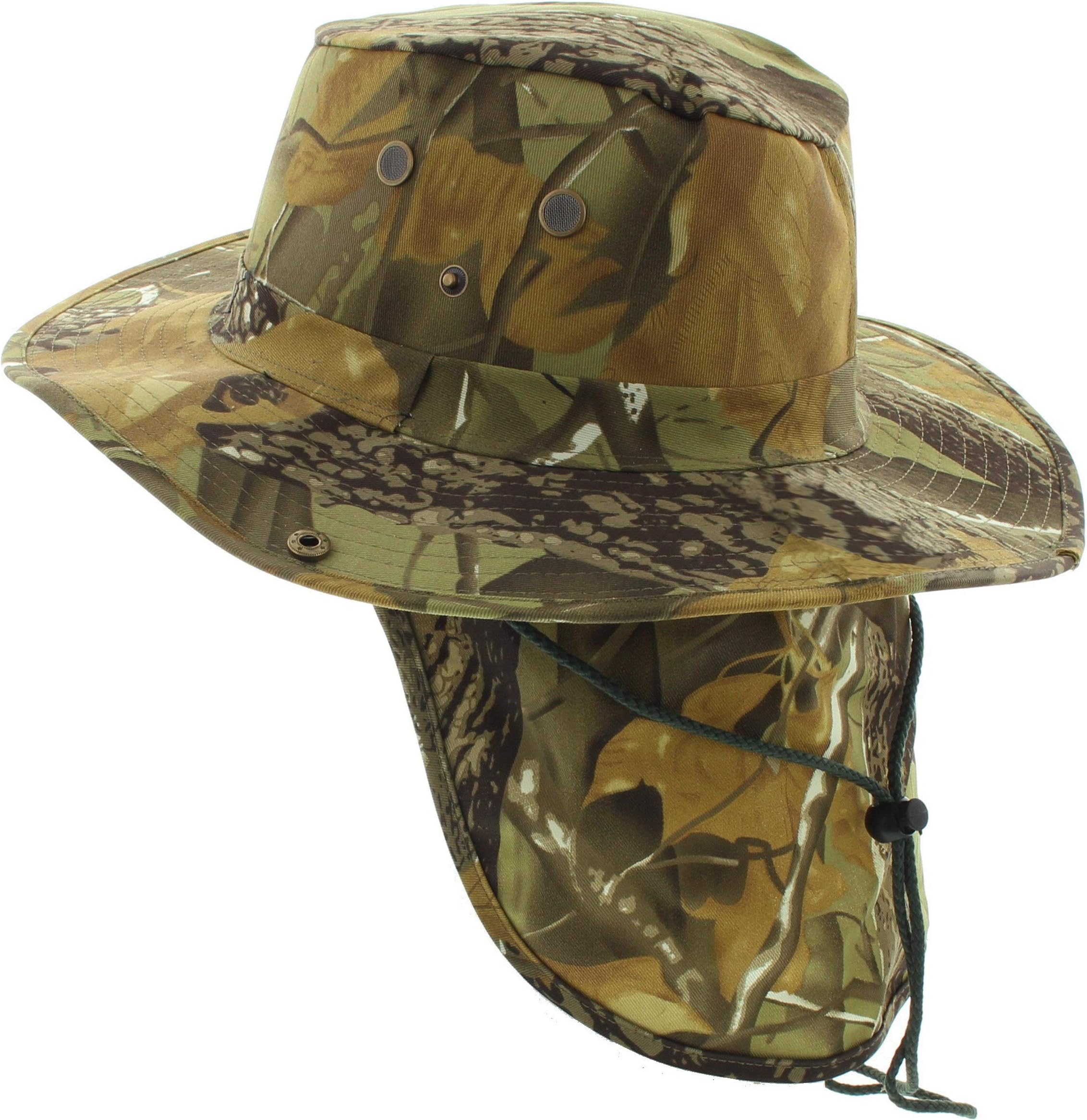 JFH Wide Brim Bora Booney Outdoor Safari Summer Hat w/Neck Flap & Sun Protection