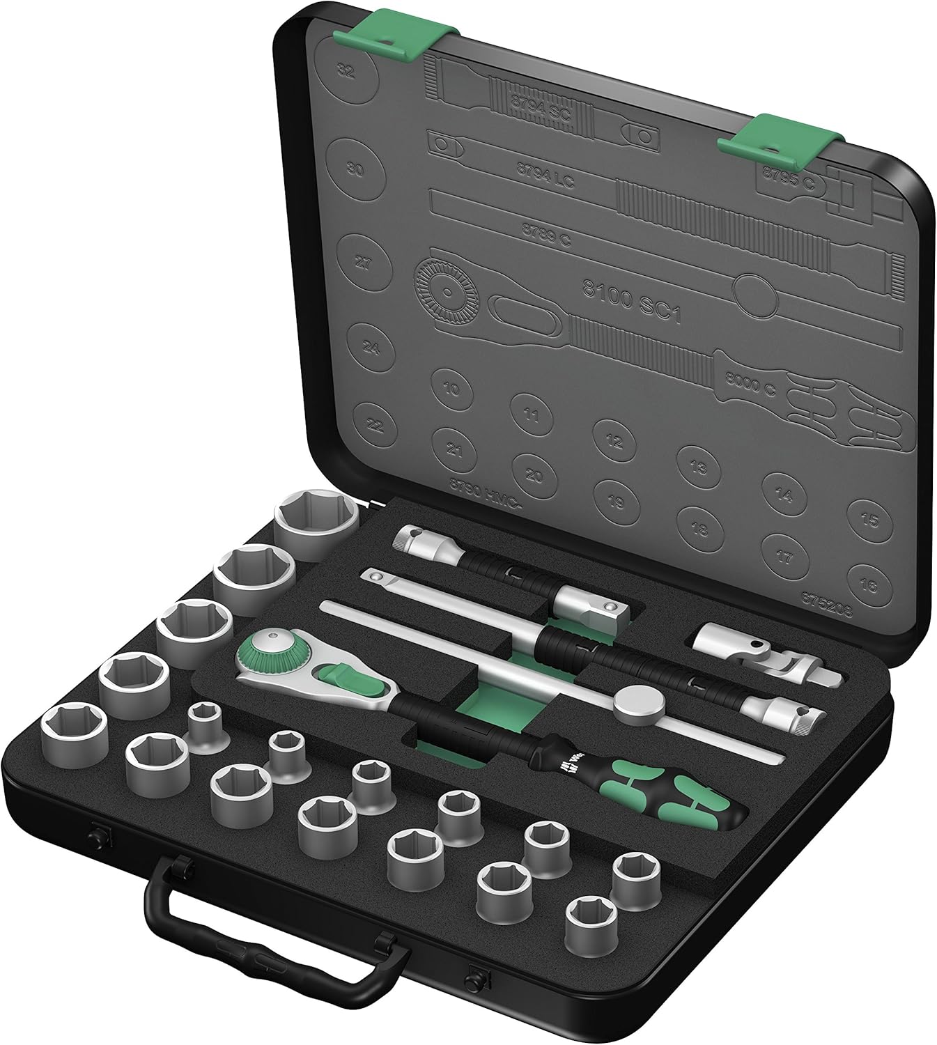 Wera 003644 Zyklop SC1 Socket Set 1/2inch Drive (22 Pieces) Metric