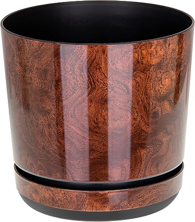 KORAD Wood Effect Indoor Plant Pots with Saucer 18 cm 7 in 6 Sizes 25 Colors