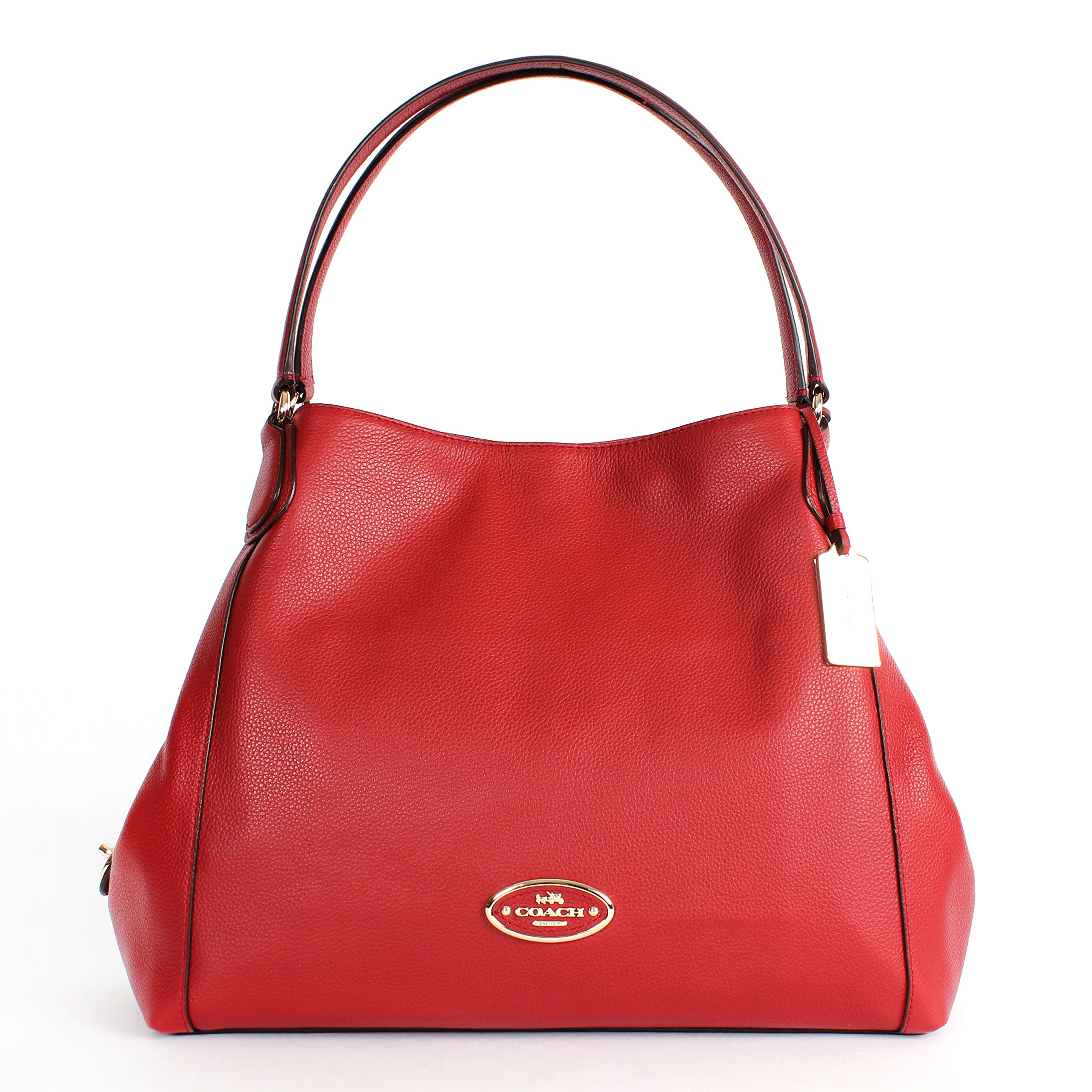Coach 33547 Edie Pebbled Leather Shoulder Bag Gold/red Currant Buy