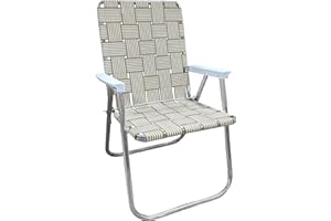 Lawn Chair USA Folding Aluminum Outdoor Patio Lawn Chair | Heavy-Duty Webbed Chairs for Camping, Sports, Beach, Yard & Tailgating | Lightweight Portable | Classic - Tan Stripe with White Arms