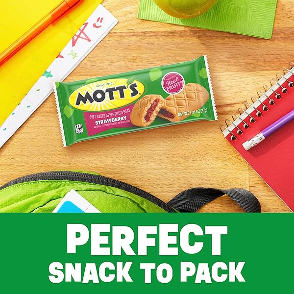 MOTT’S SOFT BAKED APPLE FILLED BARS, STRAWBERRY FLAVOR SNACKS, MADE WITH REAL FRUIT, 5 CT, 6.55 OZ