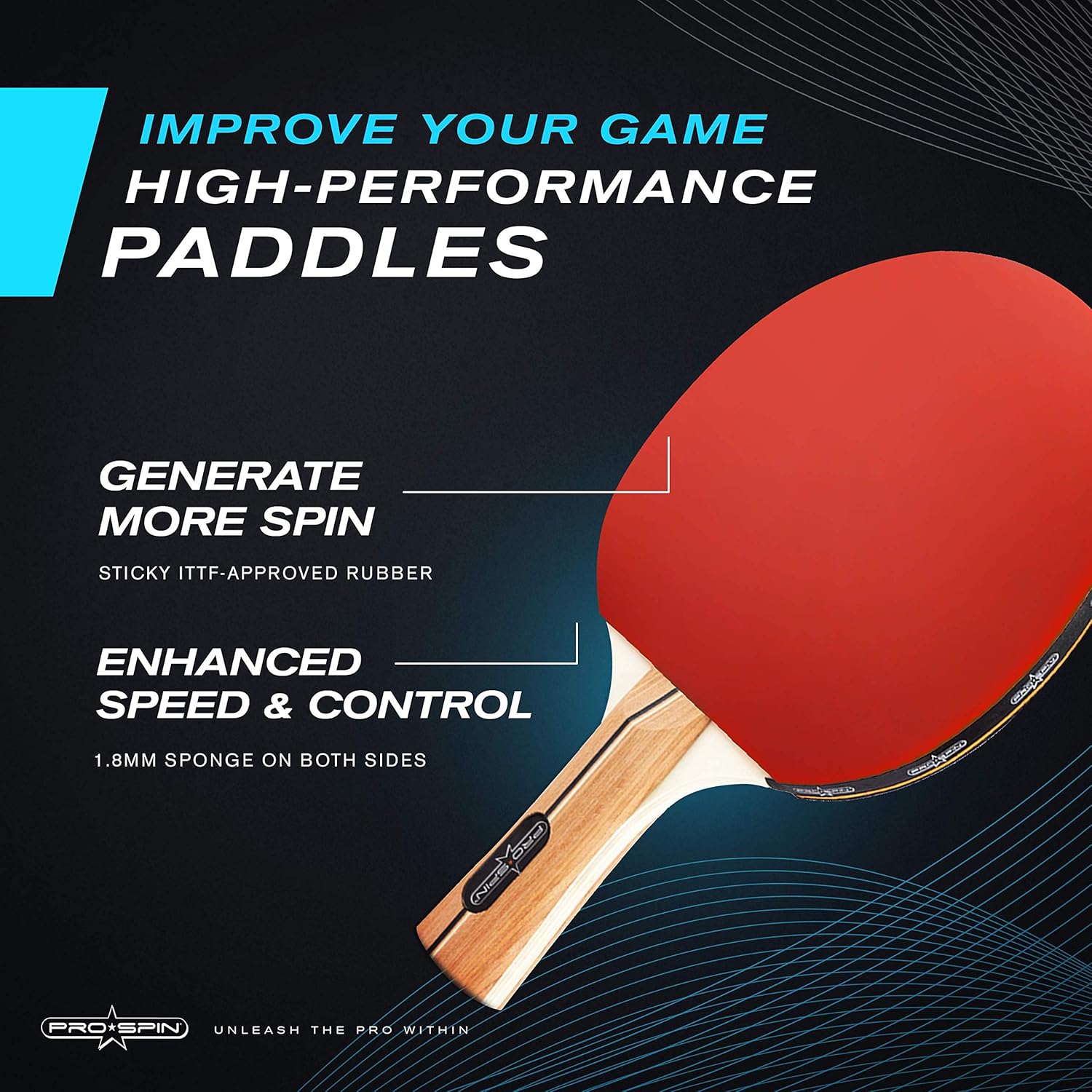 PRO SPIN Table Tennis Set Premium Table Tennis Bats and Balls Includes HighPerformance Bats