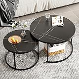 Nesting Coffee Table for Living Room, Striped Black