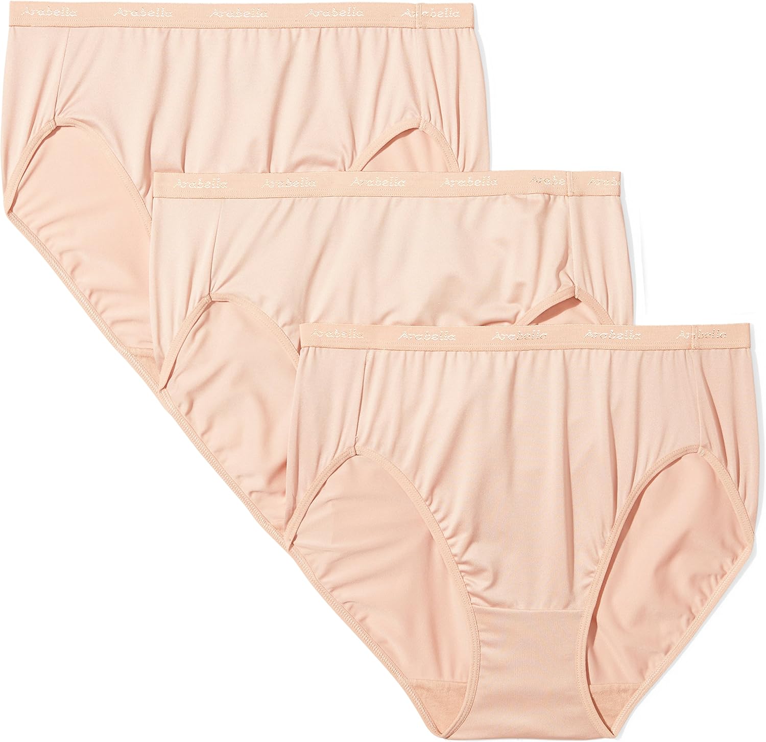 Arabella Women's Plus Size Microfiber Hi Cut Brief Panty, 3 Pack, Sunbeige, 1X Plus Amazon.ca