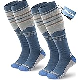 Supertrip 2 Pairs Merino Wool Ski Socks for Womens Mens, Full Cushion Thermal Winter Warm Thick Socks for Skiing Snowboarding