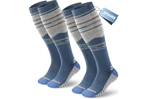 Supertrip 2 Pairs Merino Wool Ski Socks for Womens Mens, Full Cushion Thermal Winter Warm Thick Socks for Skiing Snowboarding