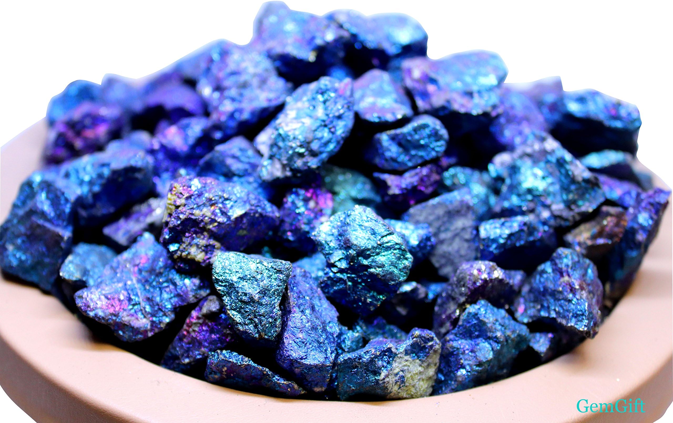 GemGift 8 oz Medium Size Rough Peacock Ore - Rough Bornite Stones - Purple Rocks - Meditation Stones - Happiness Stone - Chakra Stone