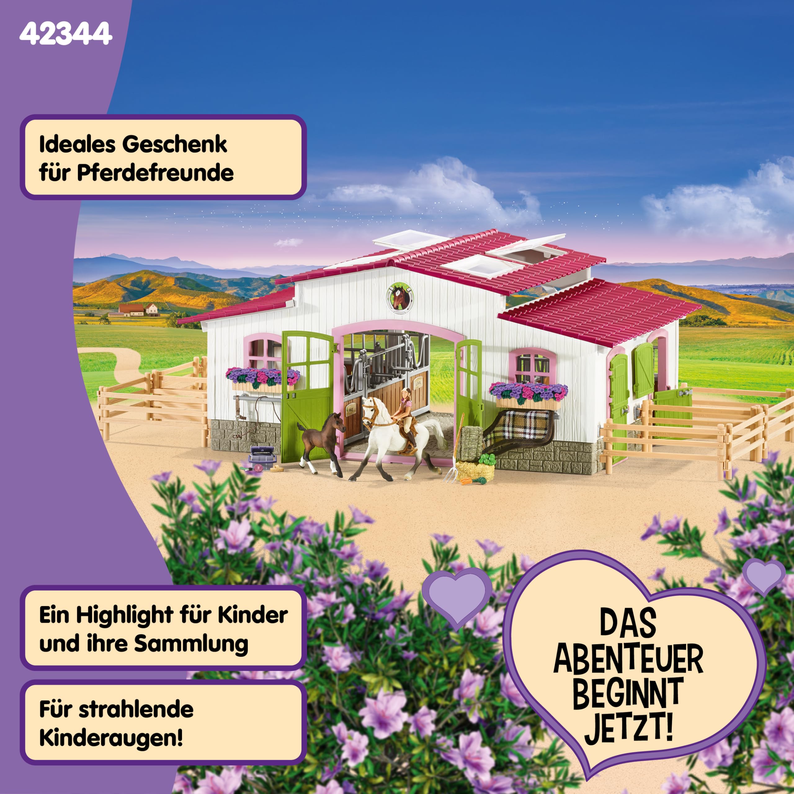 SCHLEICH Horse Club | Reiterhof mit Reiterin und Pferden 42344 | Set aus Stall, Mädchenfigur, 2 Pferden & Zubehör | Geschenk für Kinder | Spielzeug ab 5 Jahren | 97 Teile | exklusiv bei Amazon 6
