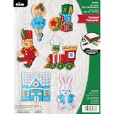 Bucilla Felt Applique 6 Piece Ornament Making Kit, Toyland Treasures, Perfect for DIY Arts and Crafts