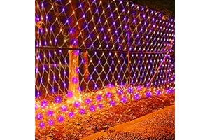 Dazzle Bright Halloween 360 LED Net Lights, 12FT x 5 FT Connectable Waterproof String Lights with 8 Modes, Halloween Decorations for Indoor Outdoor Party Yard Garden Decor, Purple & Orange