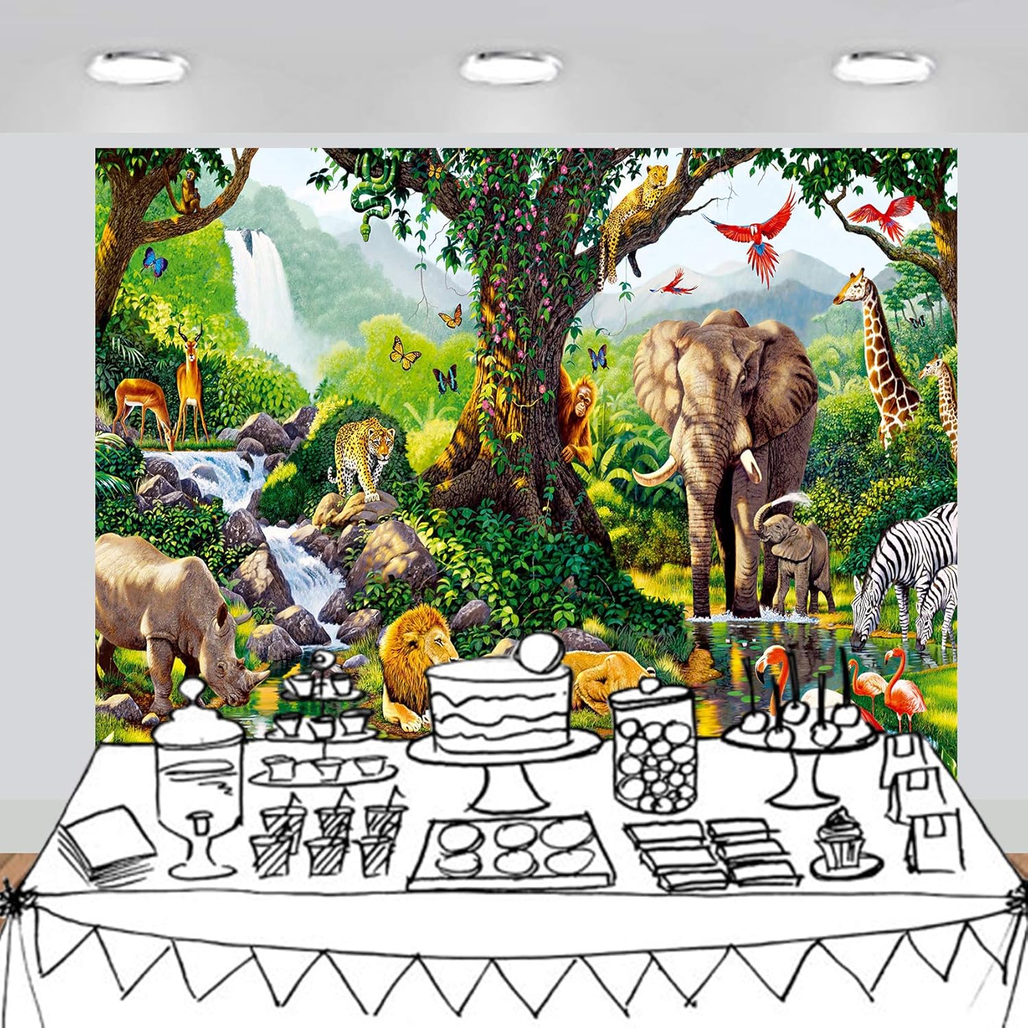 Musykrafties Tropical Rain Forest Jungle Adventure Scenic Backdrop Large Banner Photography Studio Fabric Background Photobooth Prop 7x6feet #2192 - Image 5