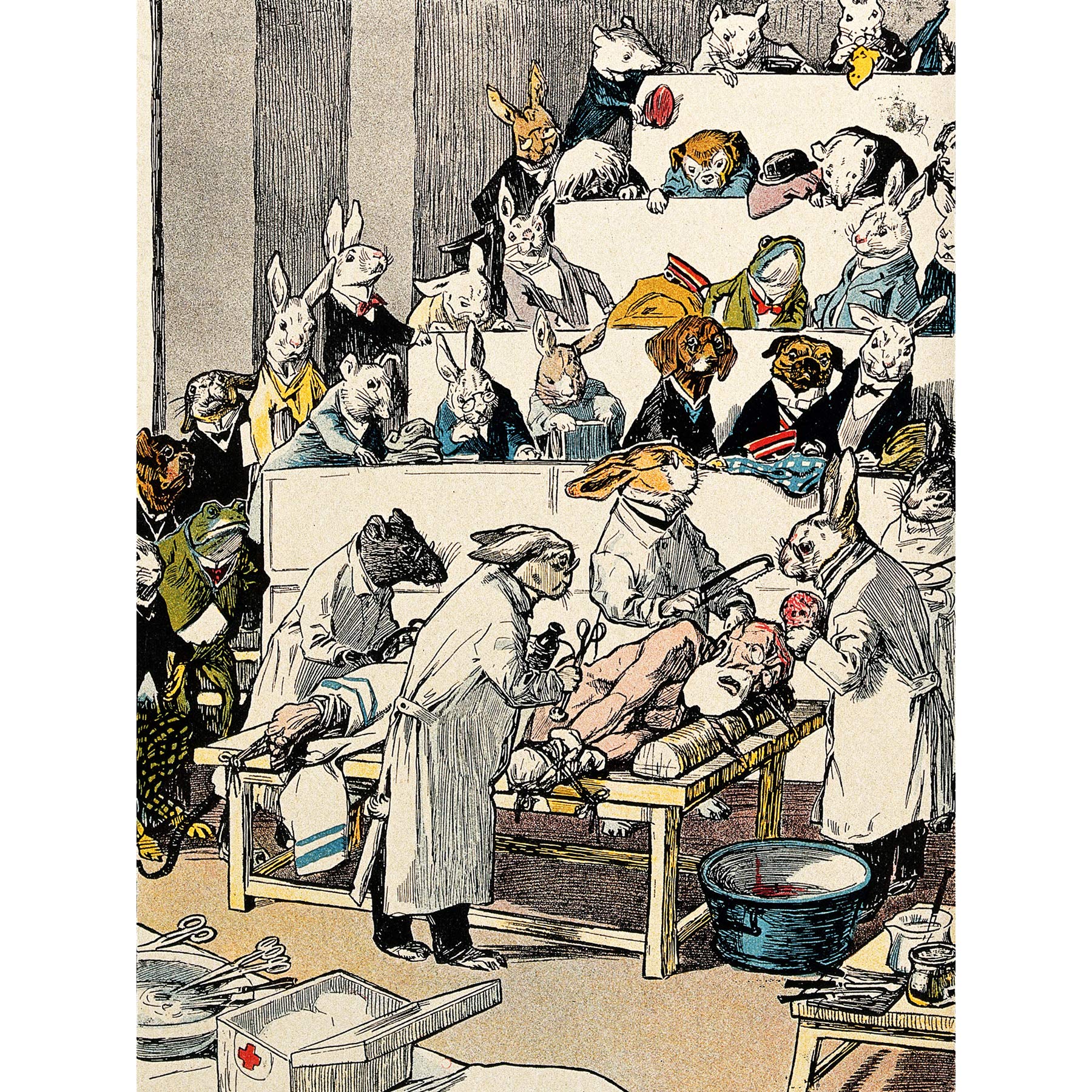 Artery8 Blatter Human Vivisection Animals Satire Illustration Large XL Wall Art Canvas Print