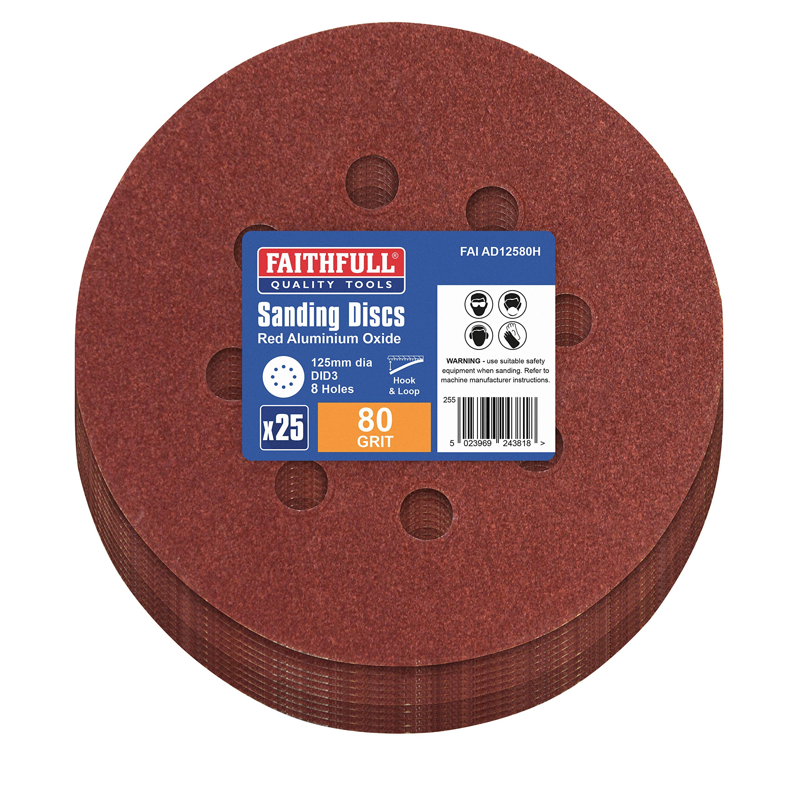 Faithfull AD12580H Aluminium Oxide Disc DID3 Holed 125mm x 80g (Pack of 25)