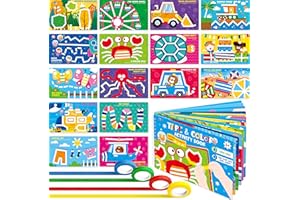 SpriteGru Tape Activity Book, 30 Dry Erase Scenes and 4 Colorful Tapes, Reusable & Erasable Pages and Easy-Tear Tapes, Fun and Creative Game Pad for Road Trip, Travel, at Home