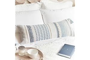 BlissBlush Coastal Blue Decorative Lumbar Pillow Cover 14x36 Boho Long Body Pillow for Bed Farmhouse Lumbar Throw Pillow for Couch Modern Accent Textured Throw Pillowcase