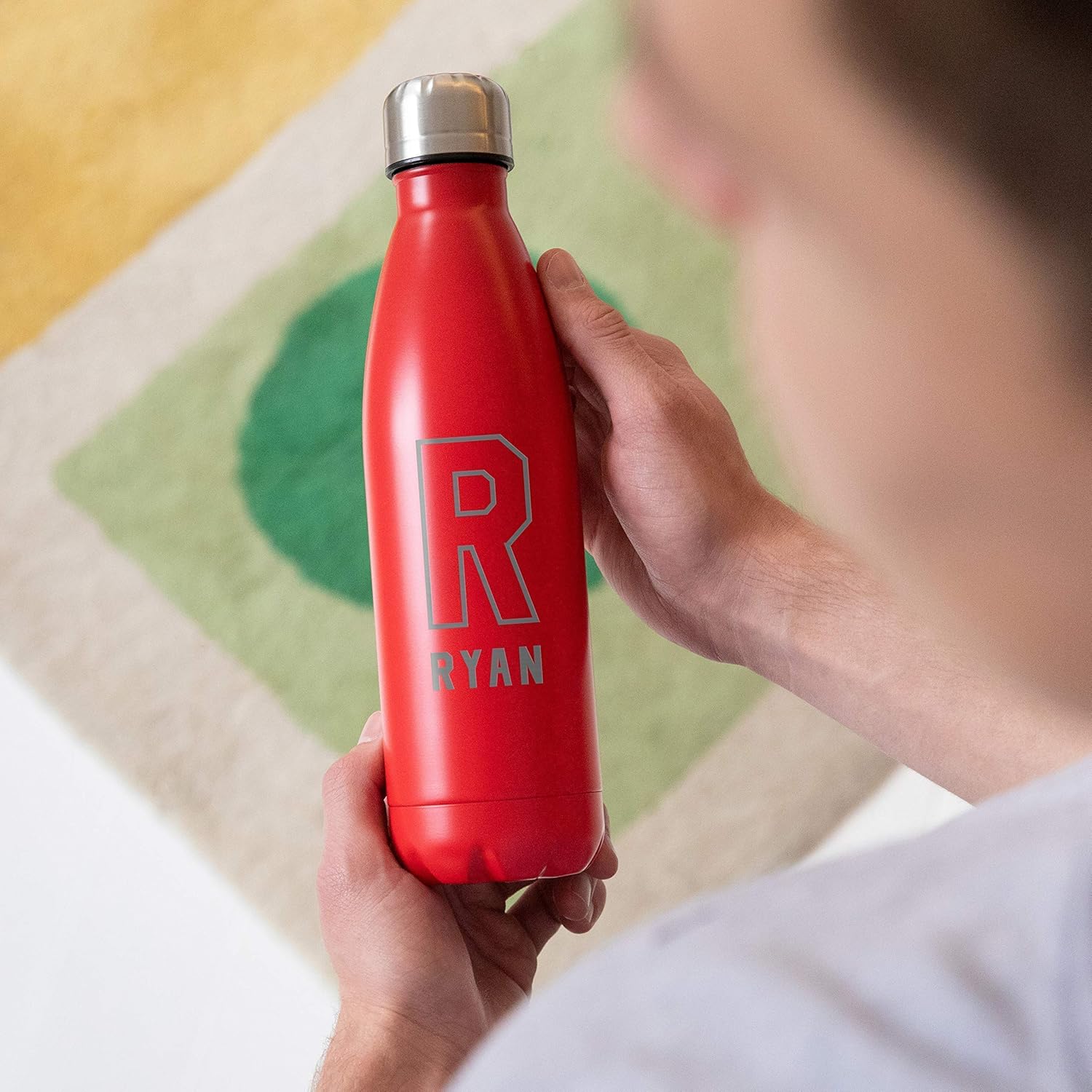 Personalised Name Metal Water Bottle Insulated Drinks Flask For Him