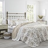 Laura Ashley - King Quilt Set, Reversible Cotton Bedding with Matching Shams, Home Decor for All Seasons (Bedford Mocha, King)