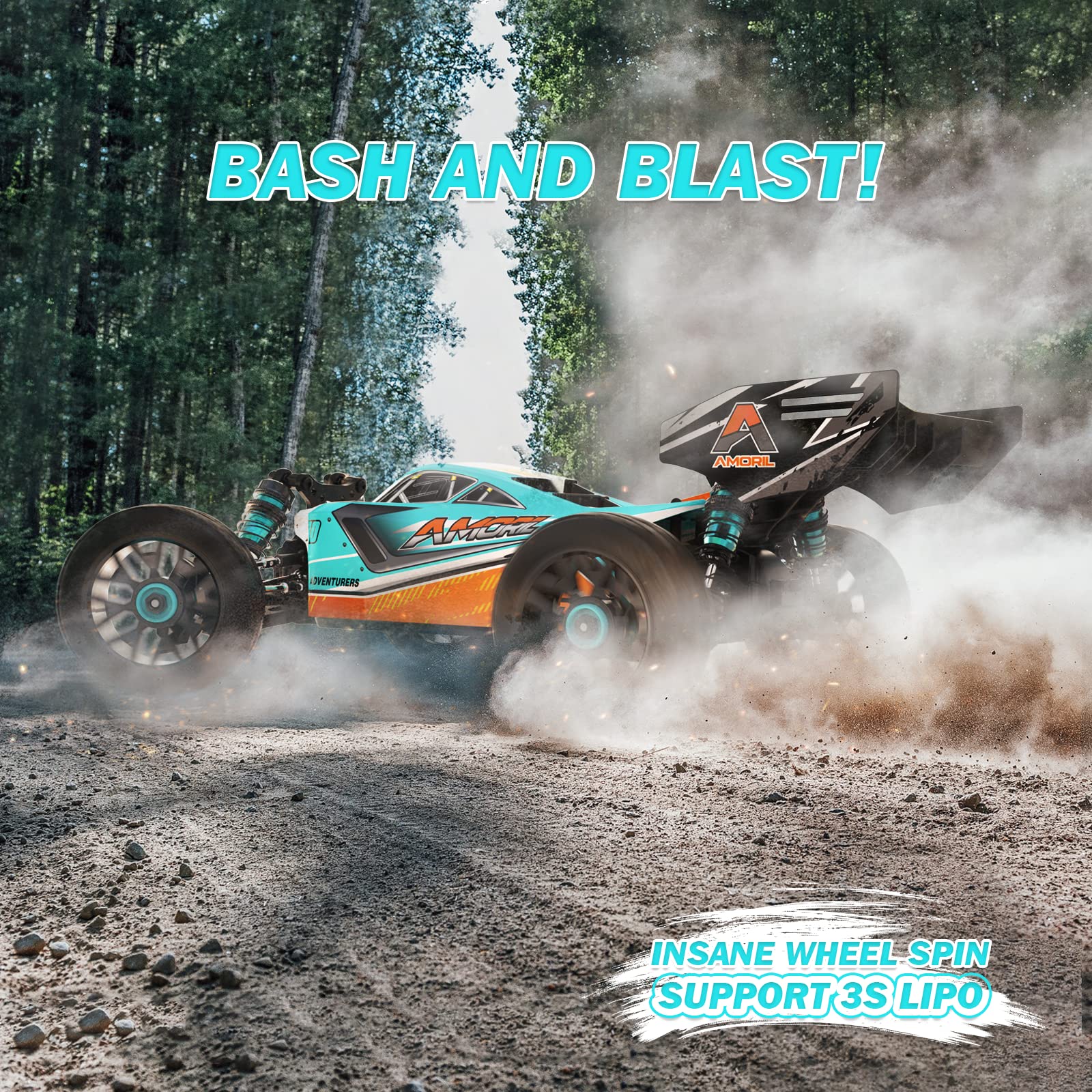 AMORIL 1:14 Fast RC Cars for Adults,Max 70+KMH Hobby Remote Control Car,4X4 Monster Truck Racing Buggy,Electric Vehicle Toy for Kids with Oil Shocks,Metal Parts