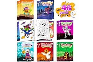 D-FantiX Halloween Coloring Books Bulk for Kids Ages 3-8, 48 Pack Mini Coloring Books Party Favors, Trick or Treat Goodie Bag Stuffer Fillers Gifts Fun Activity Decorations Supplies