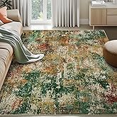 RELEANY Washable Area Rugs 8'x10' Non-Slip Modern Abstract Soft for Living Room Entryway Bedroom Nursery, Print Pattern, Gree