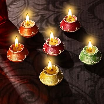 JA GRAFFITI Matki Diya for Diwali Decoration Handmade Earthen Clay Terracotta Decorative Diya 10 Pcs Set Tealight Candle Festival Diya Oil Lamps.