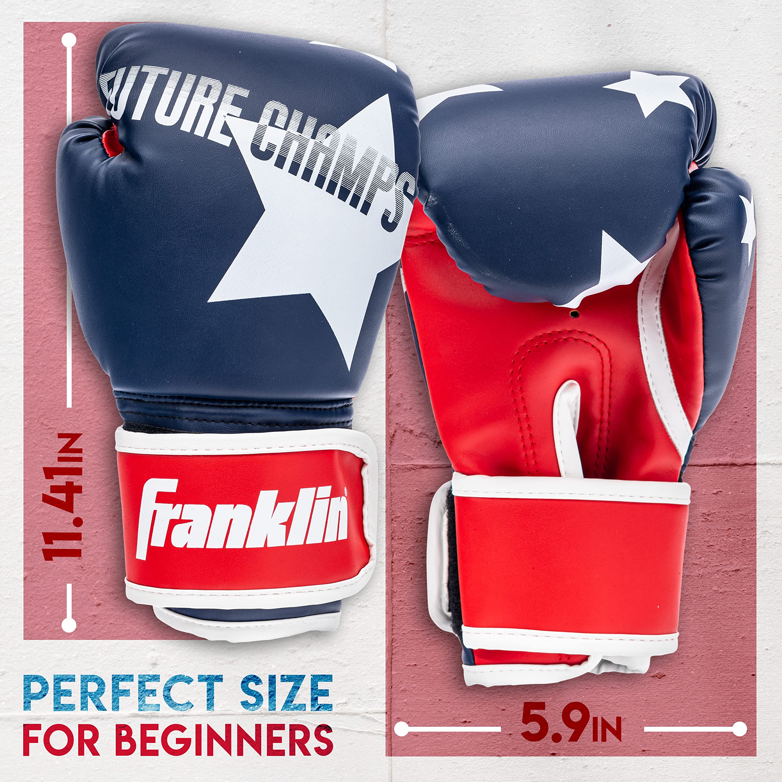 Franklin Sports Kids Boxing Gloves Set - Future Champs Youth Training Boxing Gloves for Kids Ages 5-8 - 6 Ounce - Boys + Girls - Red + Blue Pair