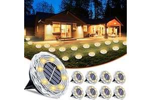 AKAVDOU Solar Ground Lights 8 Pack Waterproof Outdoor Solar Lights for Yard Led Solar Garden Lights Bright Solar Powered Disc Light In-Ground Landscape Lighting for Patio Pathway Walkway Driveway, Warm White