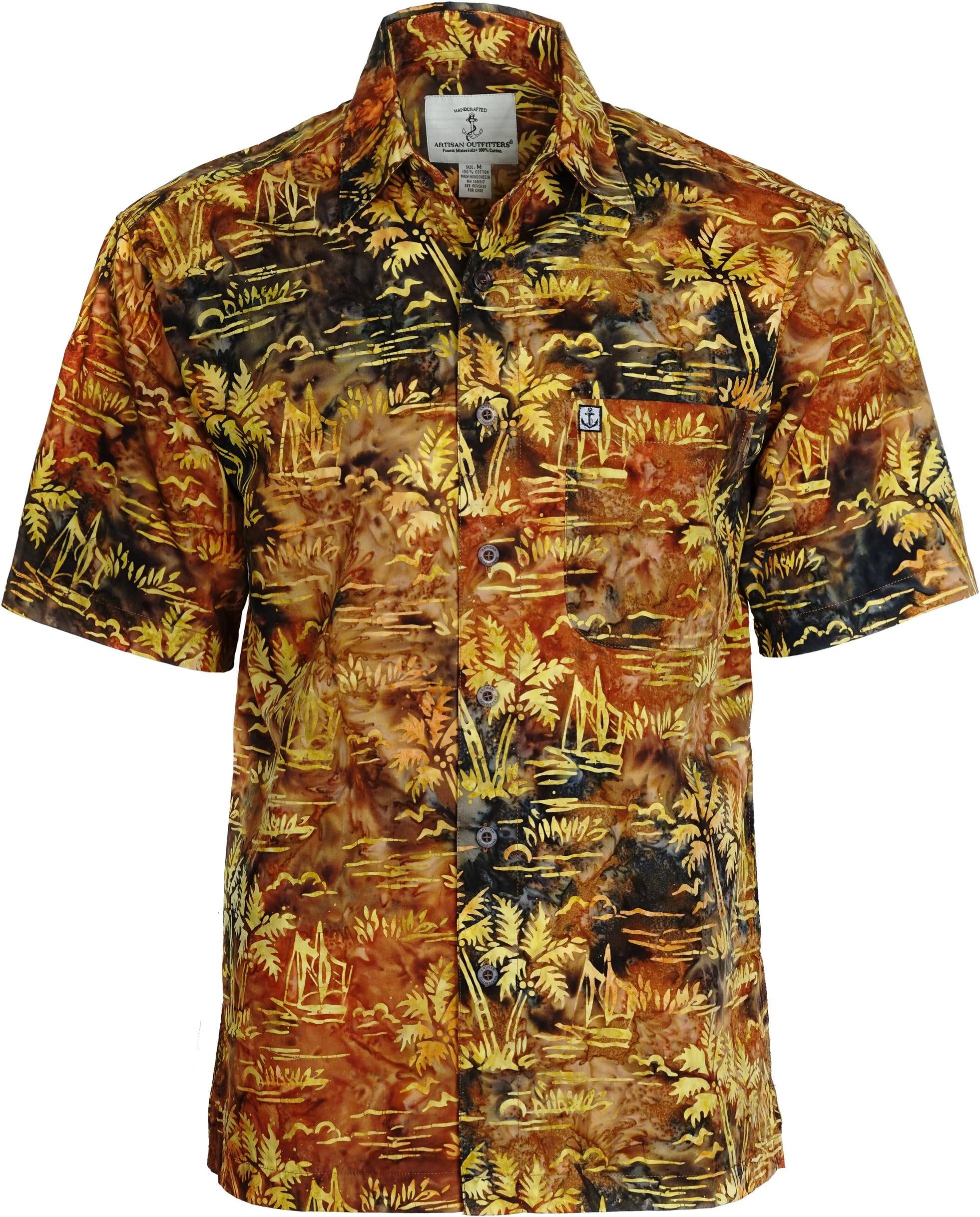Artisan Outfitters Mens Palm Desert Batik Cotton Hawaiian Shirt