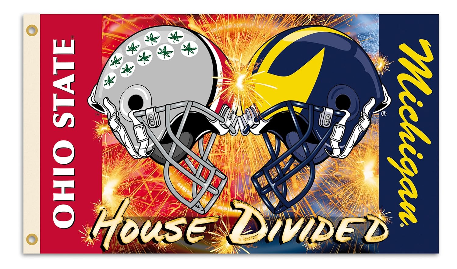 NCAA3' X 5' Rivalry House Divided Clashing Helmets Flag withGrommets