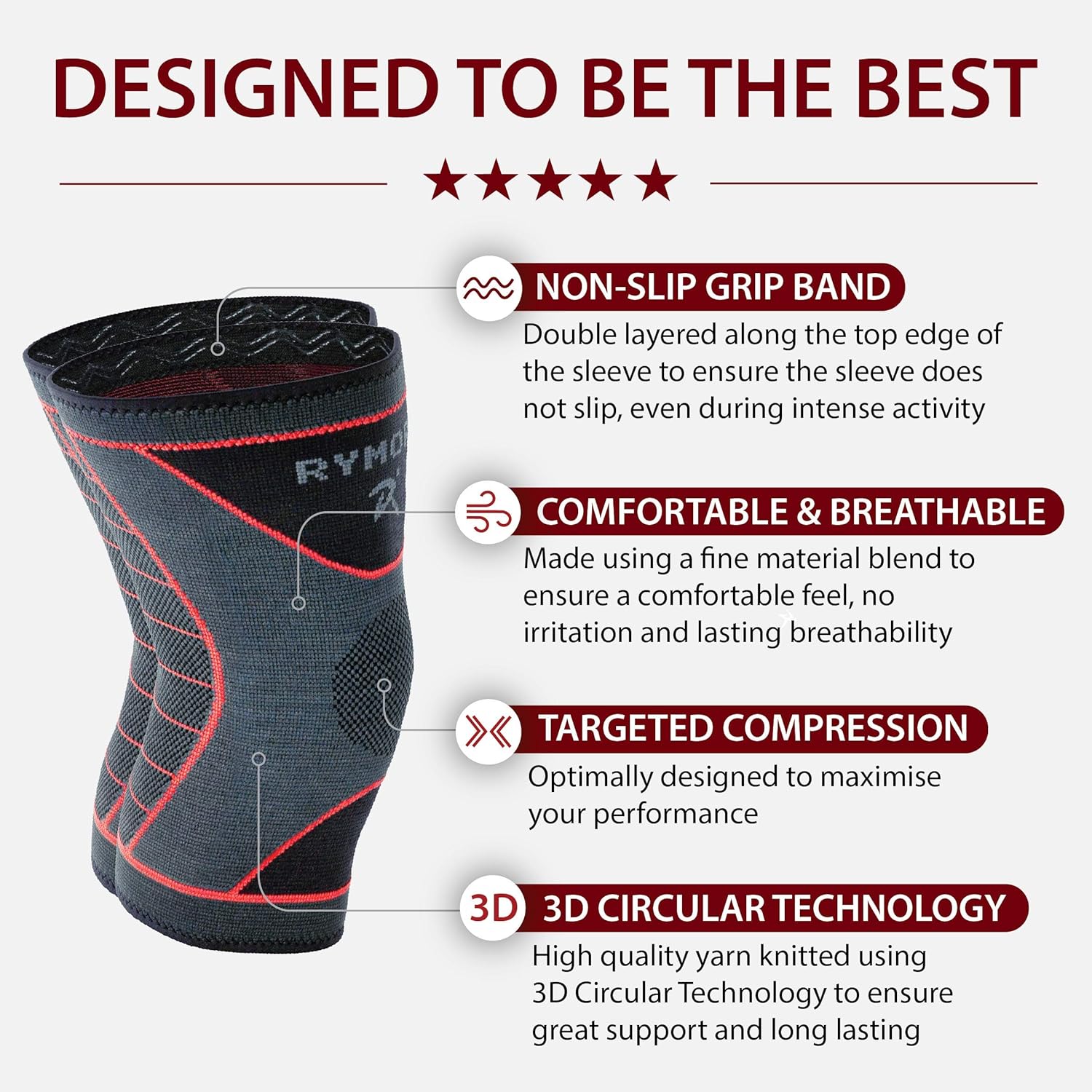 Rymora Knee Supports for Women and Men, Compression Sleeves to Ease Knee Discomfort - Image 4
