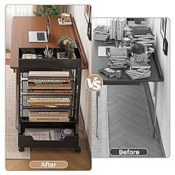 UMDONX Modern Mobile Book Cart Single-Sided Rolling