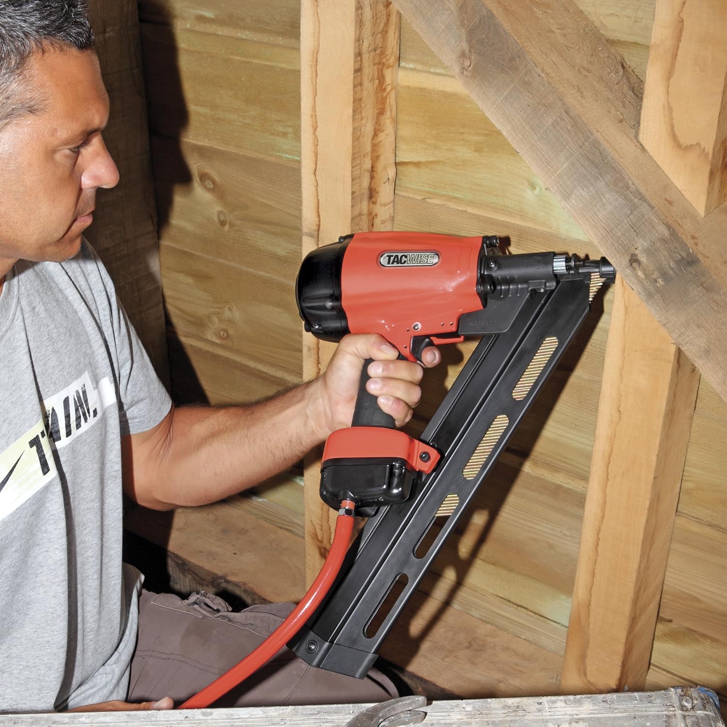 Tacwise KDH90V Angled Air Framing Nailer, Uses Paper Collated Strip Nails, 50-90 mm, 34° Inclined, Orange / Black, 50 - 90 mm - Image 5
