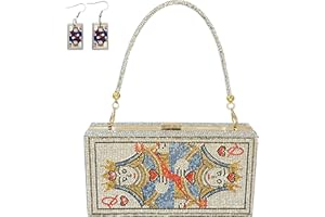 pearl&she Diamond Women Evening Handbags Purse Minaudiere Clutch Bag,Stack of Cash Dollars Crystal Clutch Purses