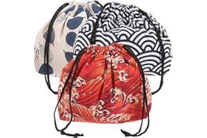 TOYANDONA 3pcs Japanese Style Drawstring Bento Bags Lunch Supply Pouches Household Portable Lunch Bags