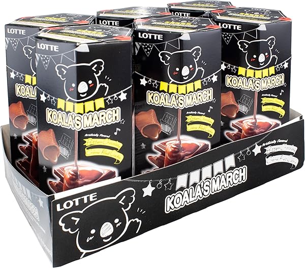 LOTTE KOALA’S MARCH COOKIES WITH BITTER CHOCOLATE FLAVORED CREAM, 1.45 OZ (PACK OF 6)
